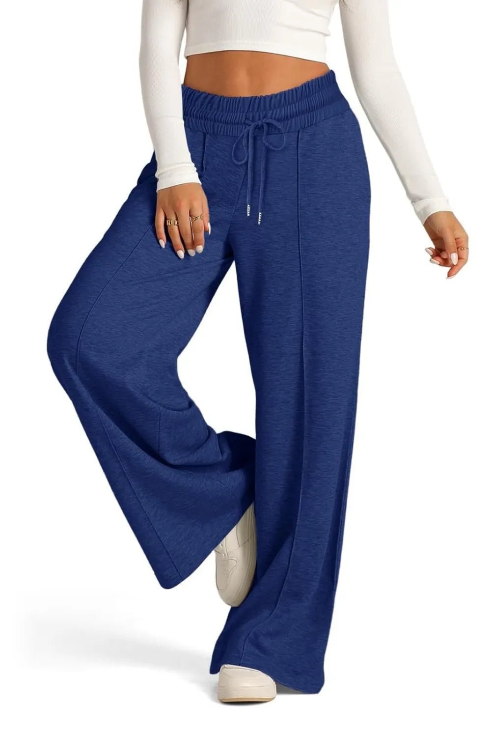Drawstring Waist Wide Leg Pants - Aura Apparel