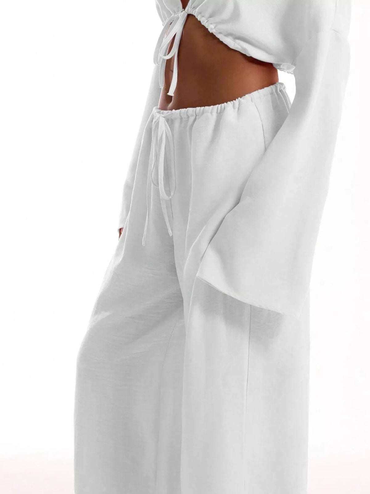 Drawstring Wide Leg Pants - Aura Apparel