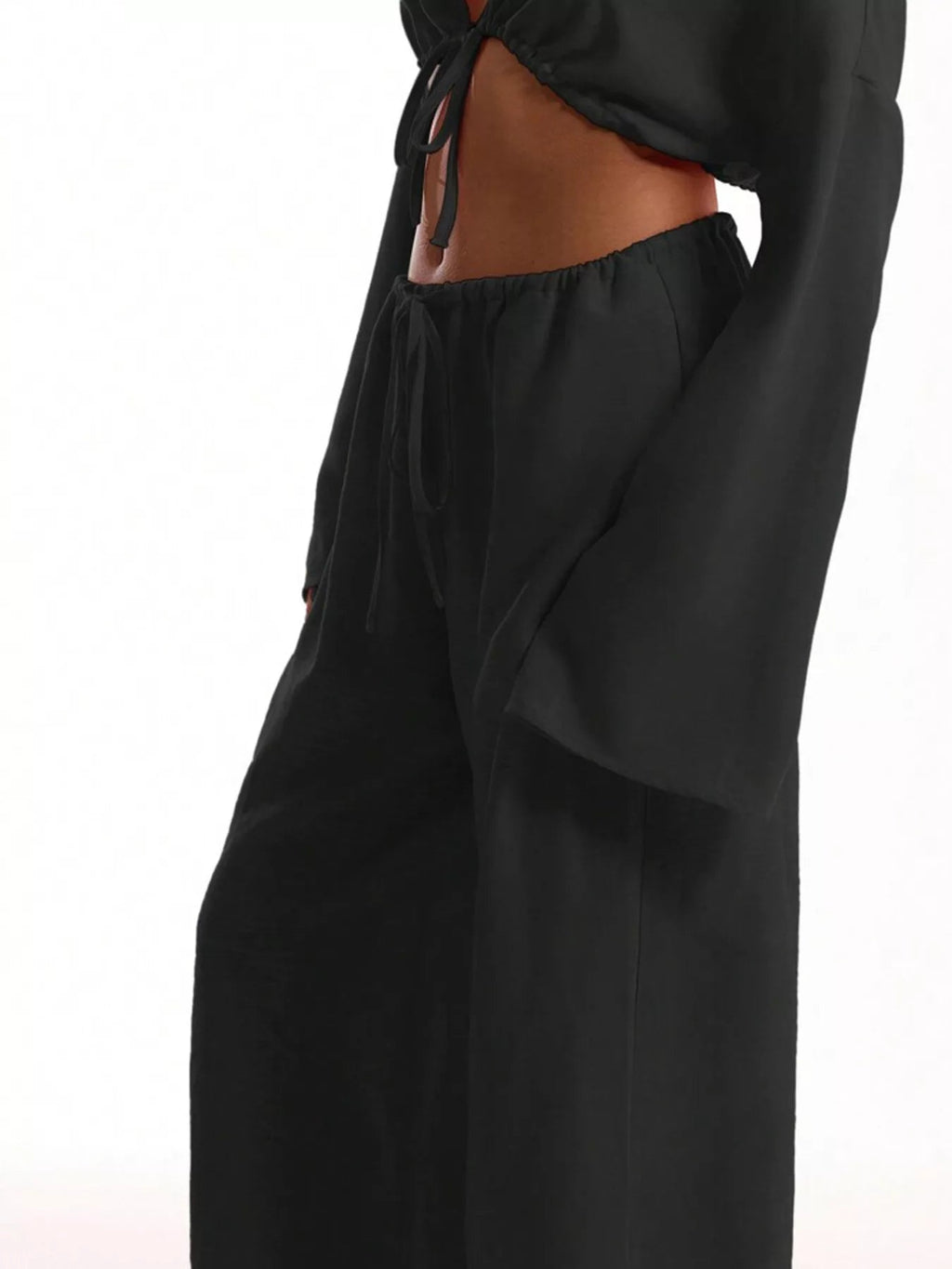 Drawstring Wide Leg Pants - Aura Apparel