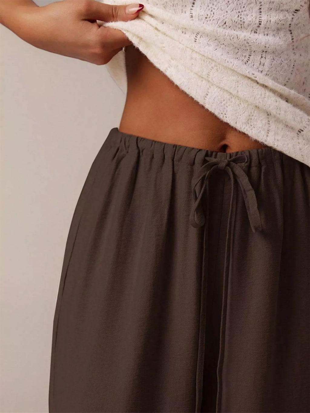 Drawstring Wide Leg Pants - Aura Apparel
