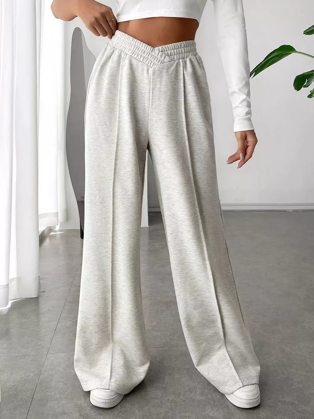 Elastic Waist Wide Leg Pants - Aura Apparel