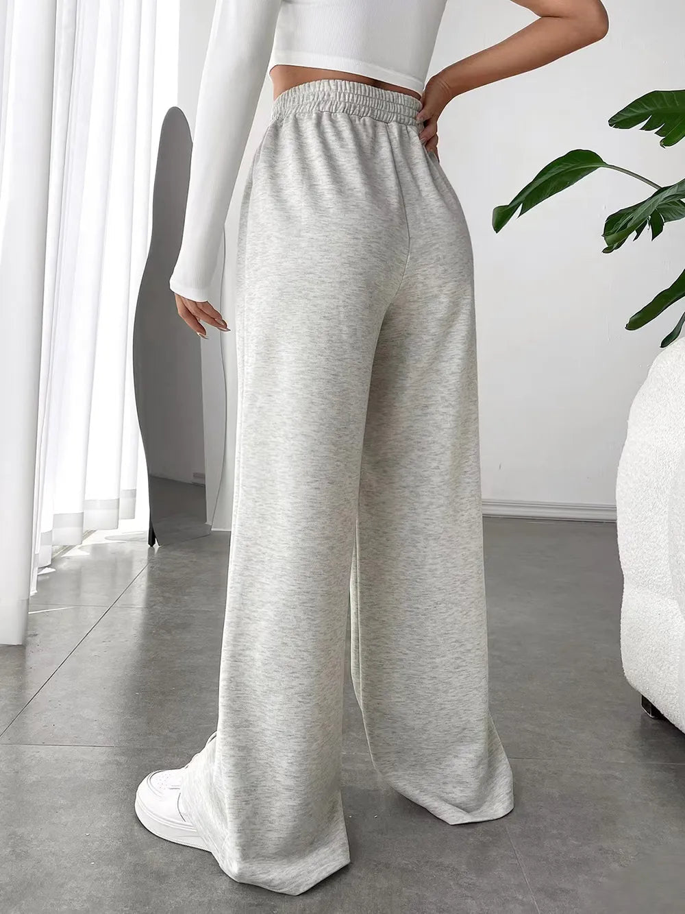 Elastic Waist Wide Leg Pants - Aura Apparel