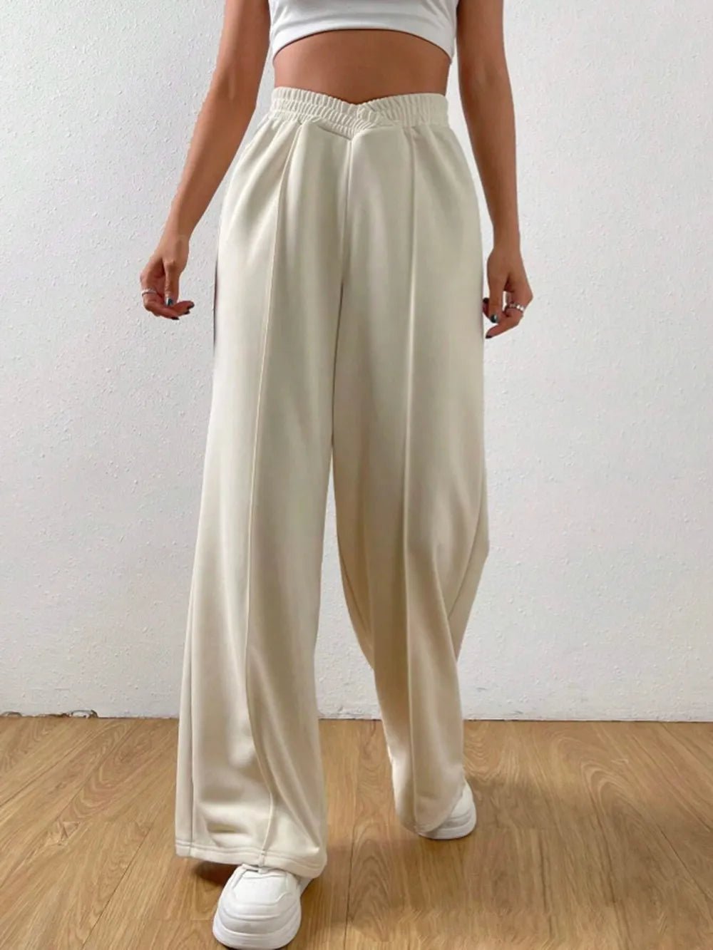 Elastic Waist Wide Leg Pants - Aura Apparel