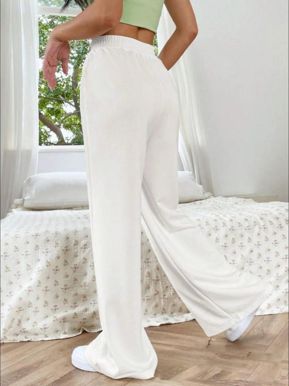 Elastic Waist Wide Leg Pants - Aura Apparel