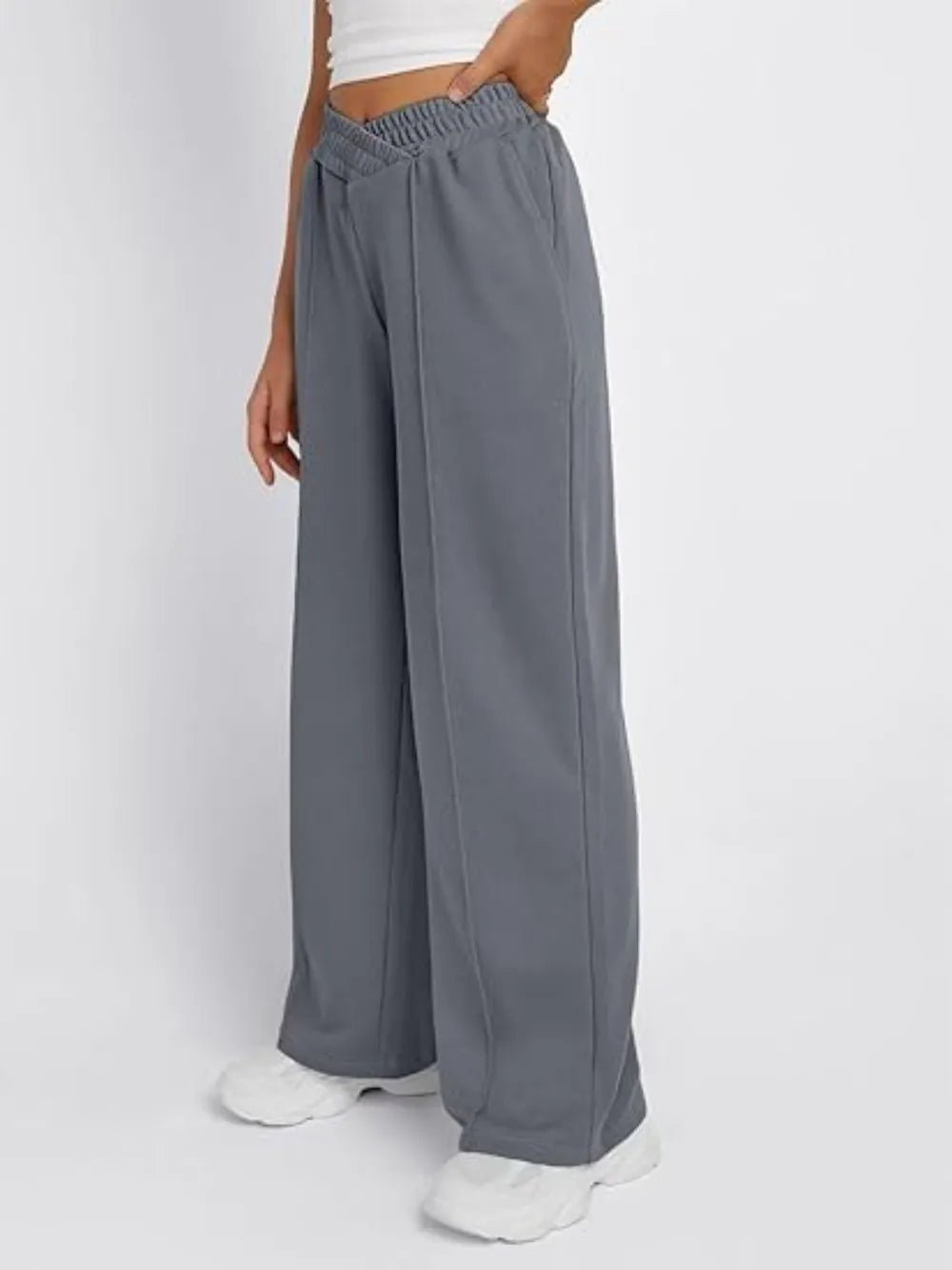 Elastic Waist Wide Leg Pants - Aura Apparel