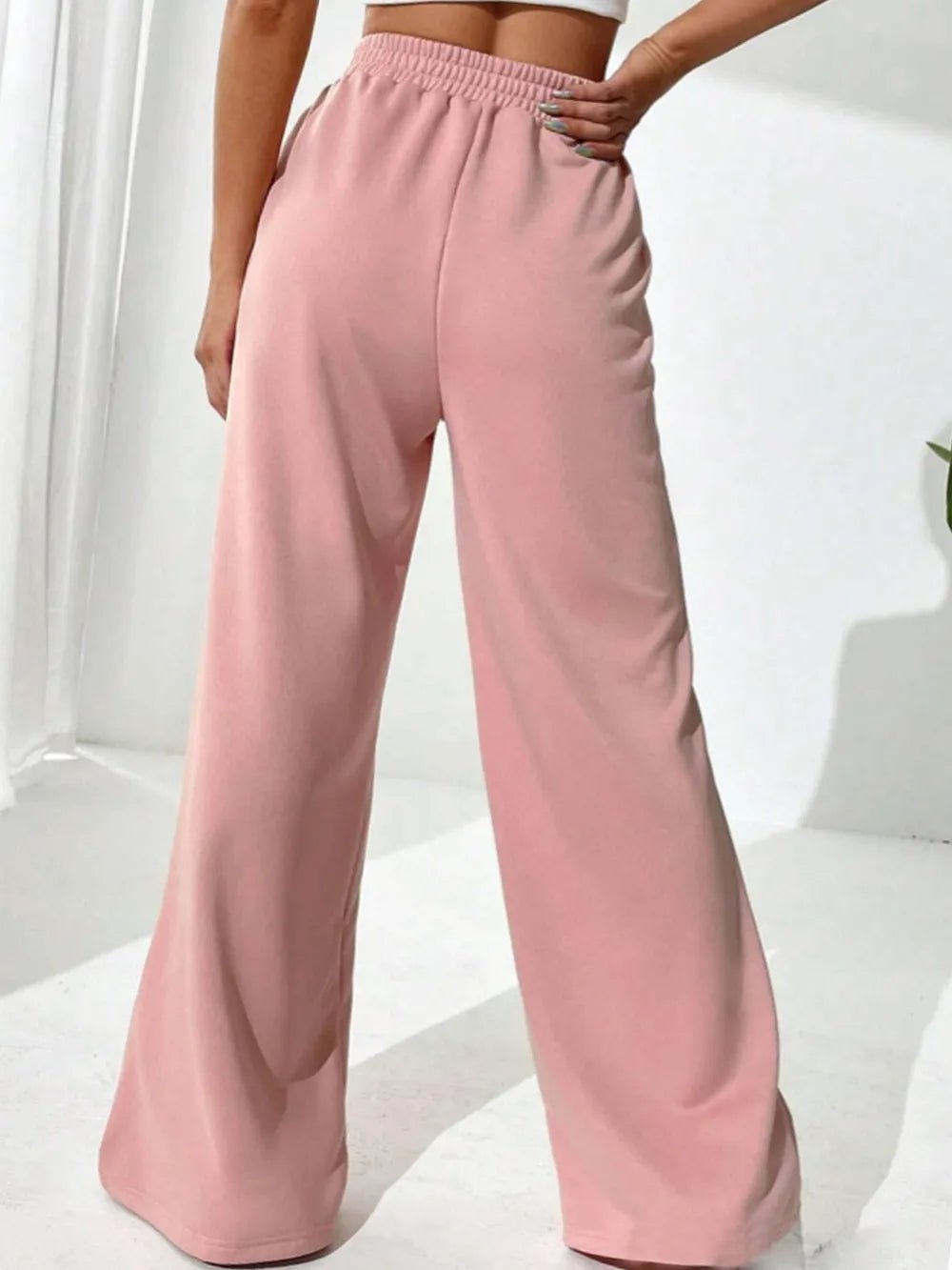 Elastic Waist Wide Leg Pants - Aura Apparel