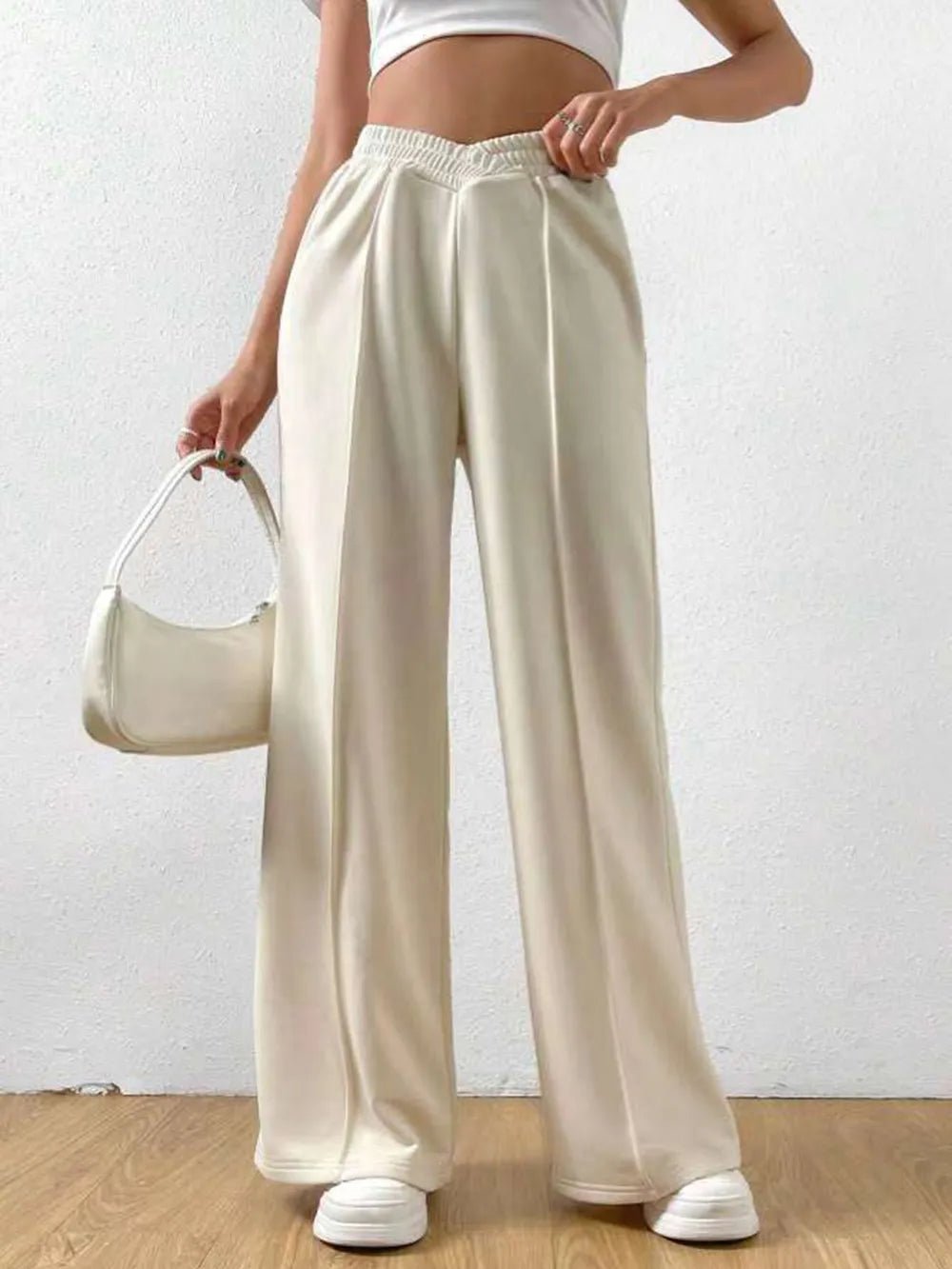 Elastic Waist Wide Leg Pants - Aura Apparel