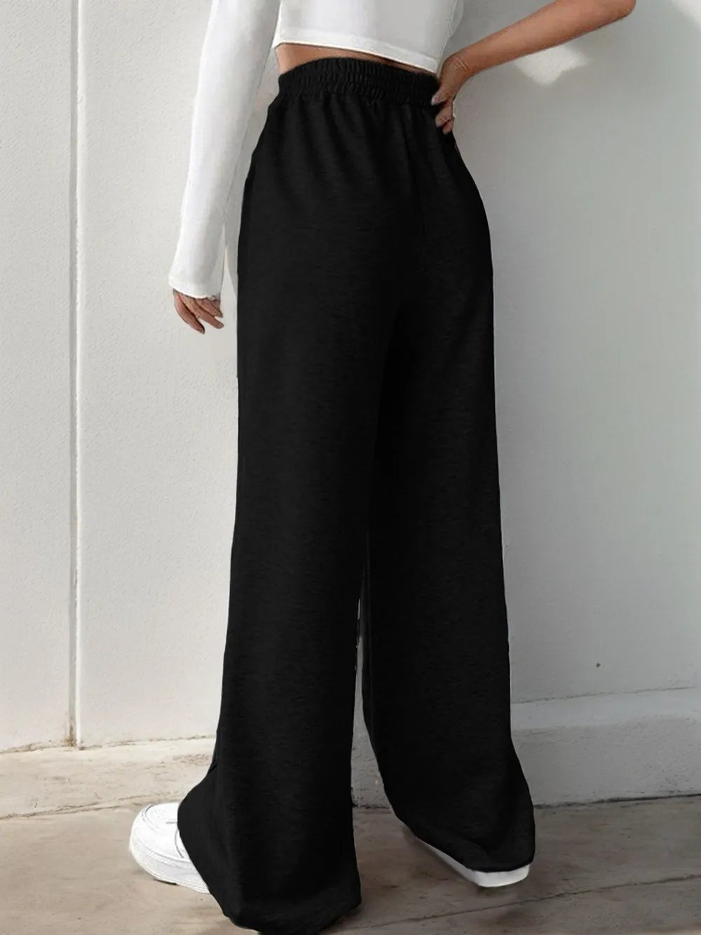 Elastic Waist Wide Leg Pants - Aura Apparel