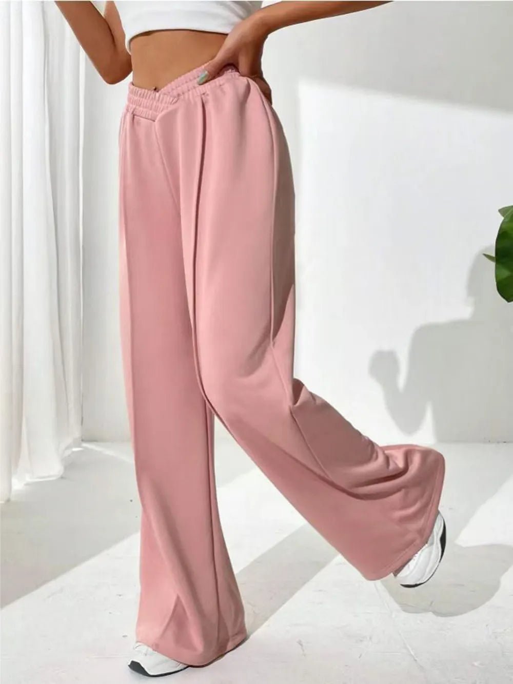 Elastic Waist Wide Leg Pants - Aura Apparel