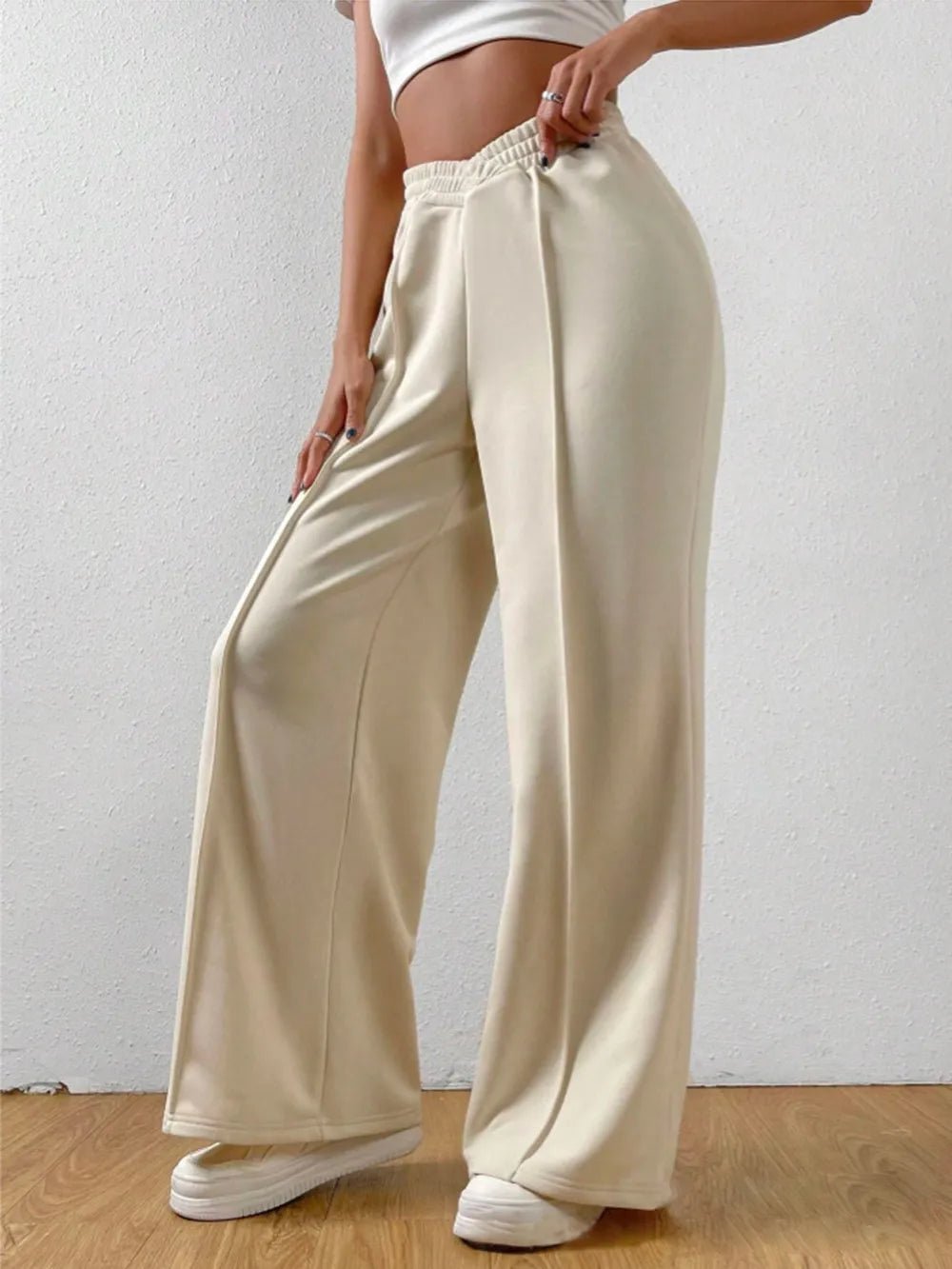 Elastic Waist Wide Leg Pants - Aura Apparel