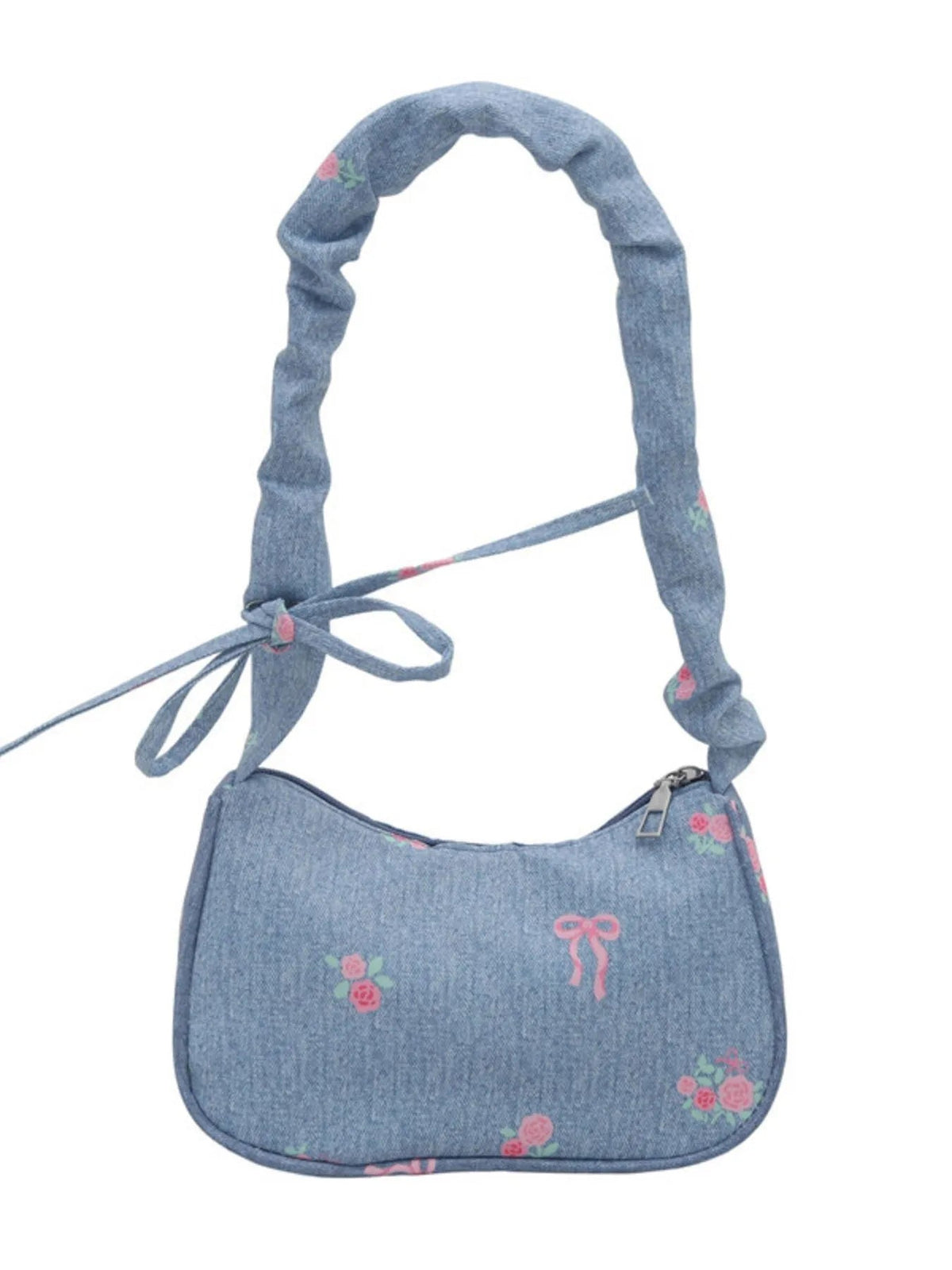 Embroidered Ruched Strap Shoulder Bag - Aura Apparel