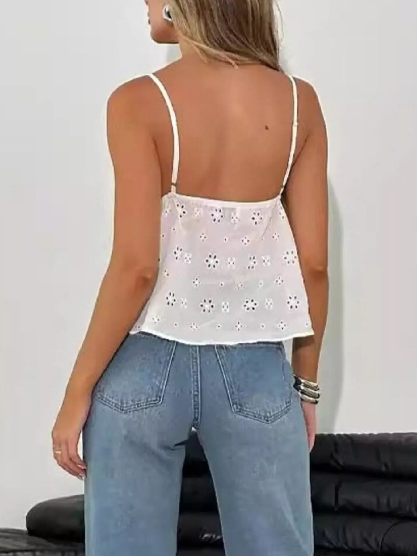 Eyelet Lace Trim Cami - Aura Apparel