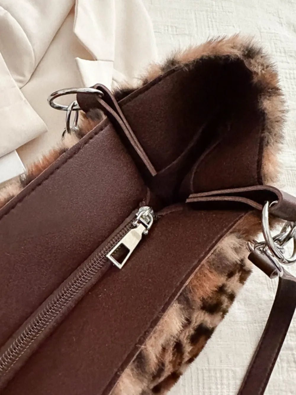 Faux Fur Leopard Shoulder Bag - Aura Apparel
