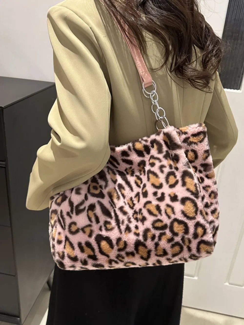 Faux Fur Leopard Shoulder Bag - Aura Apparel