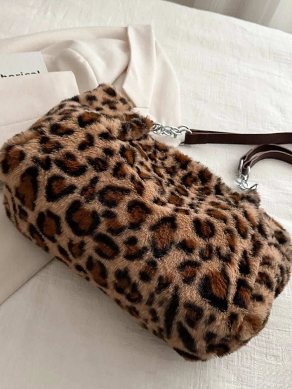 Faux Fur Leopard Shoulder Bag - Aura Apparel