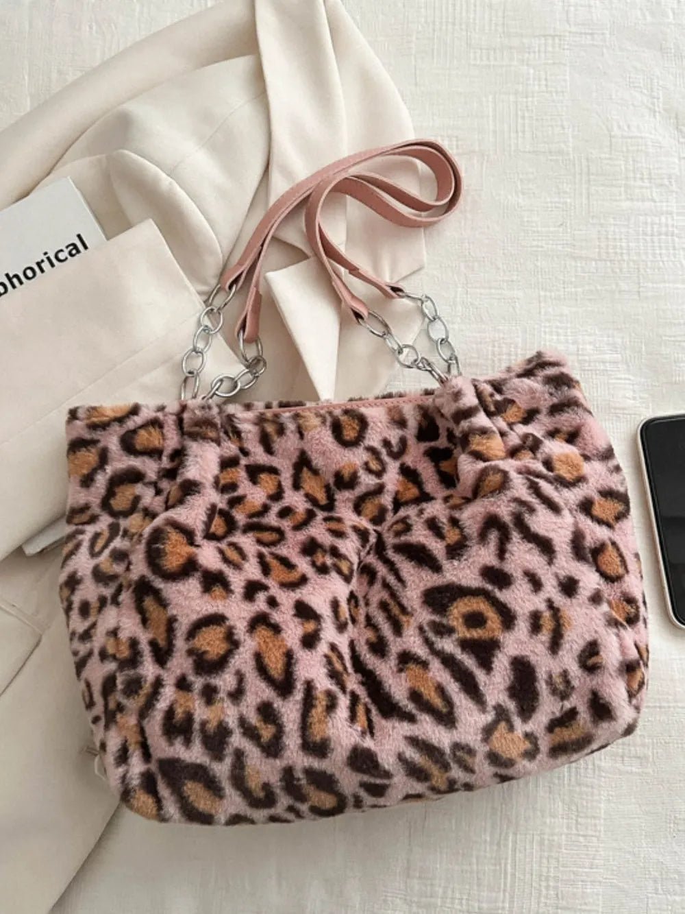 Faux Fur Leopard Shoulder Bag - Aura Apparel
