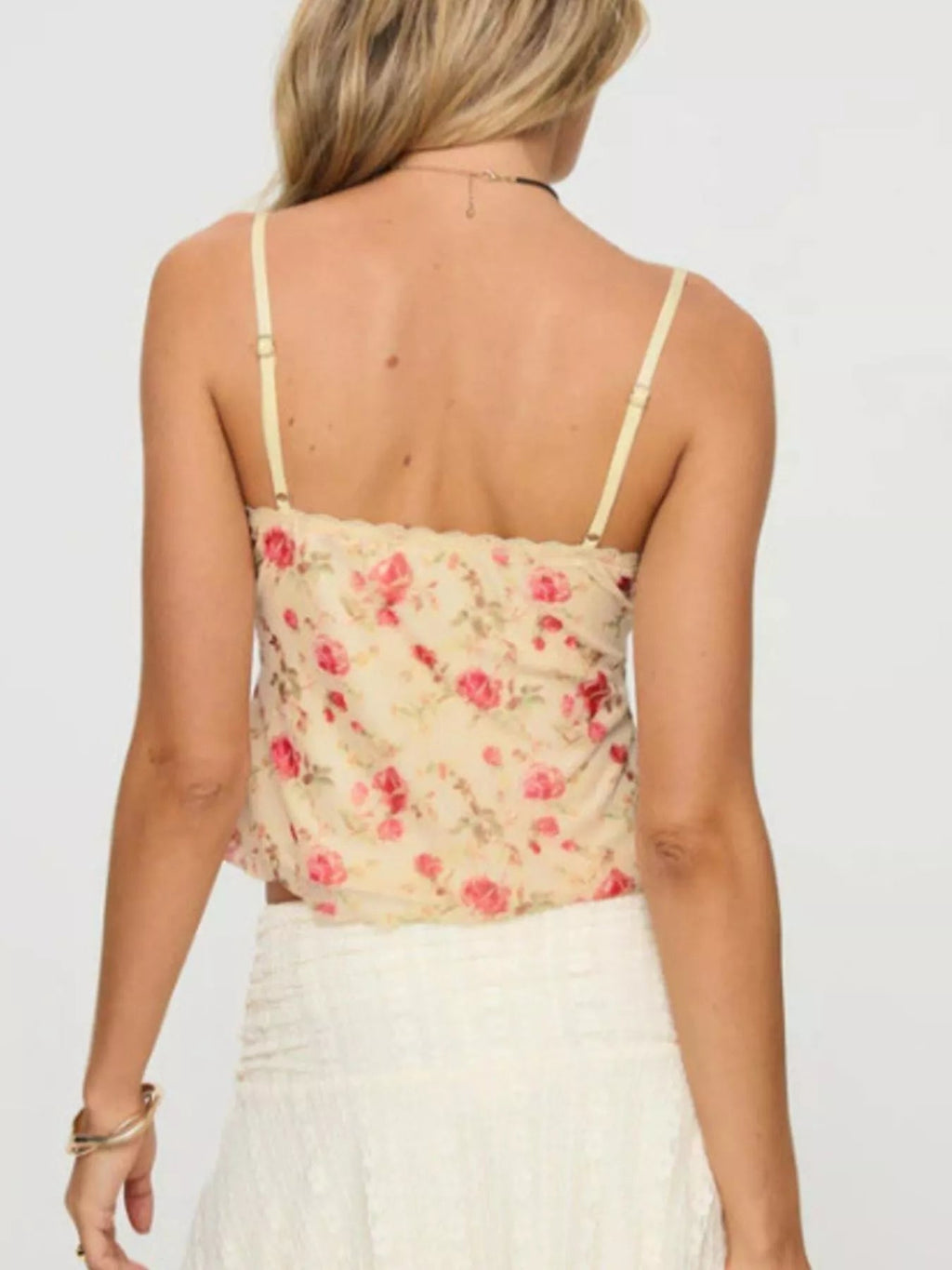 Floral Print Lace Trim Cami - Aura Apparel