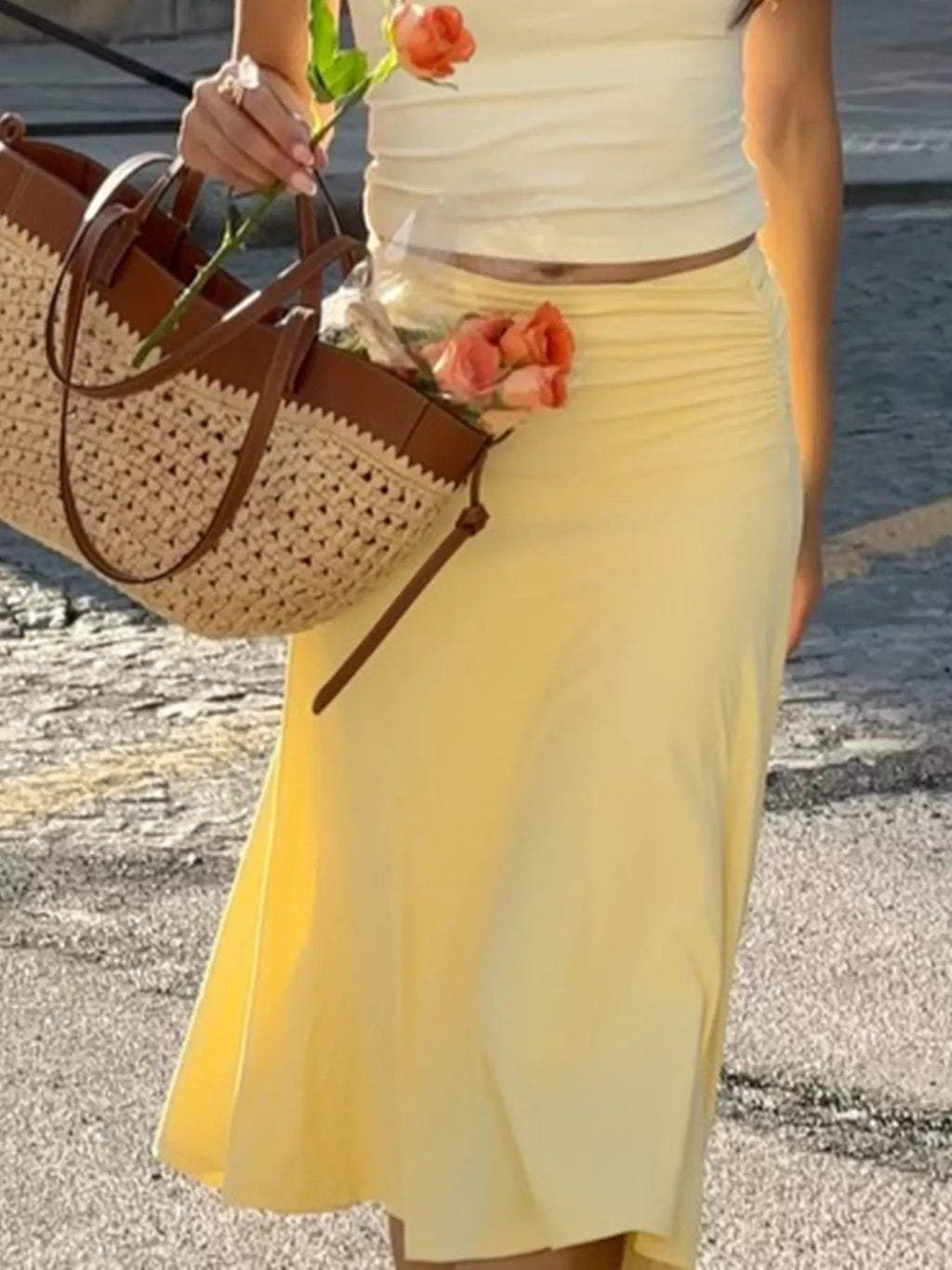 Flowy Ruched Waist Skirt - Aura Apparel