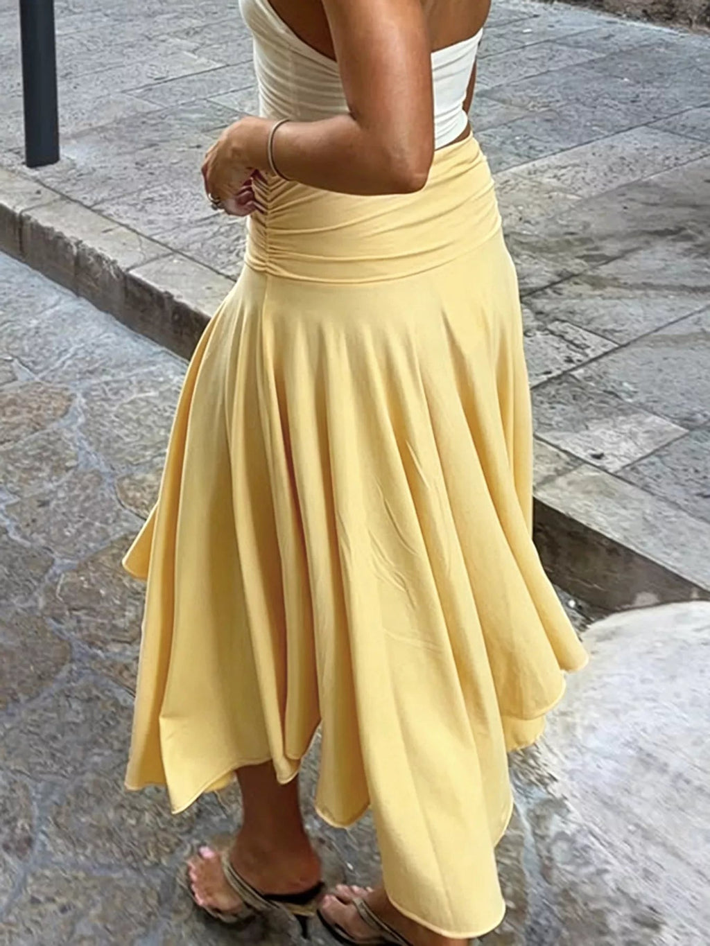 Flowy Ruched Waist Skirt - Aura Apparel