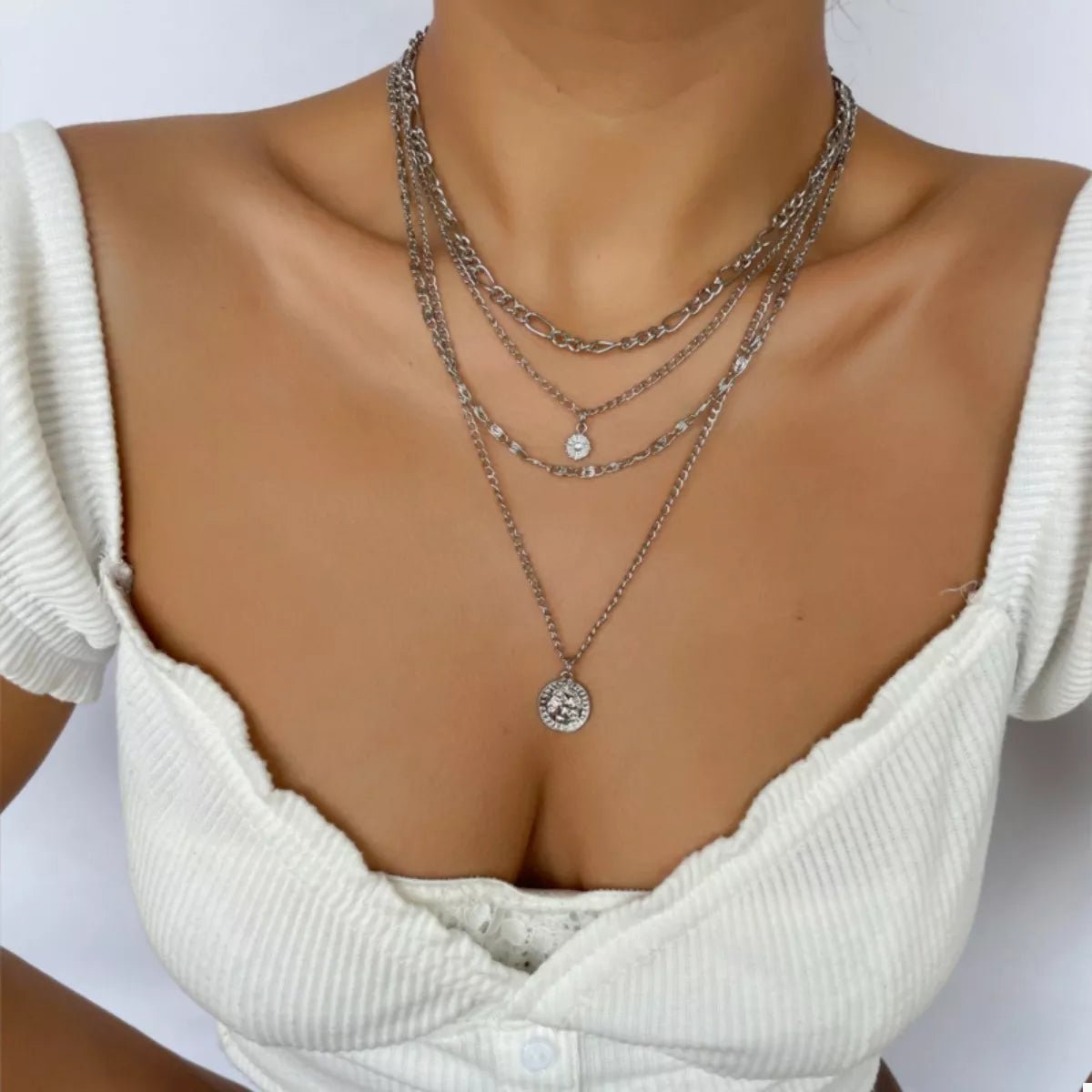 Four Layered Pendant Necklace - Aura Apparel