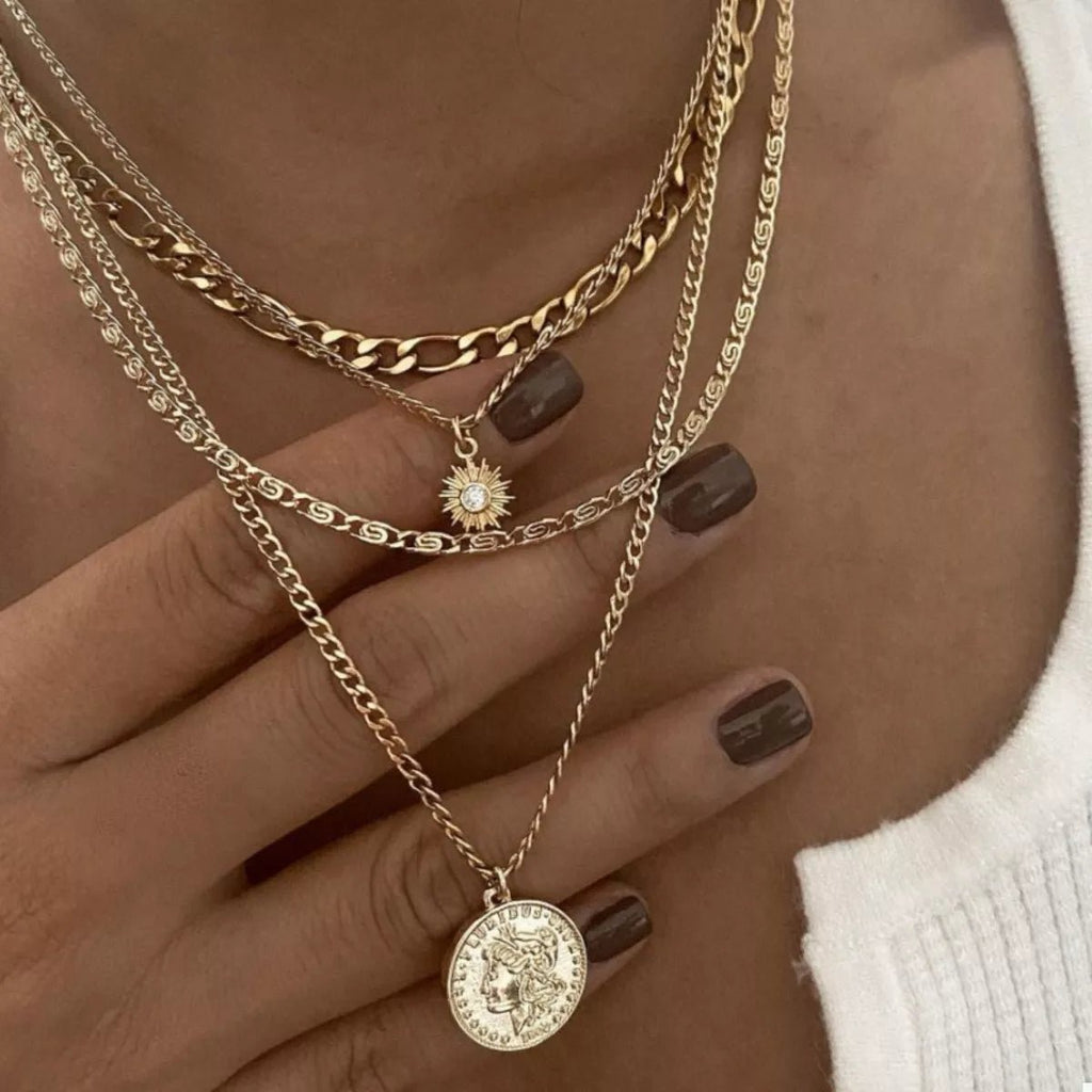 Four Layered Pendant Necklace - Aura Apparel