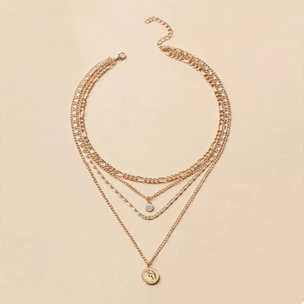 Four Layered Pendant Necklace - Aura Apparel