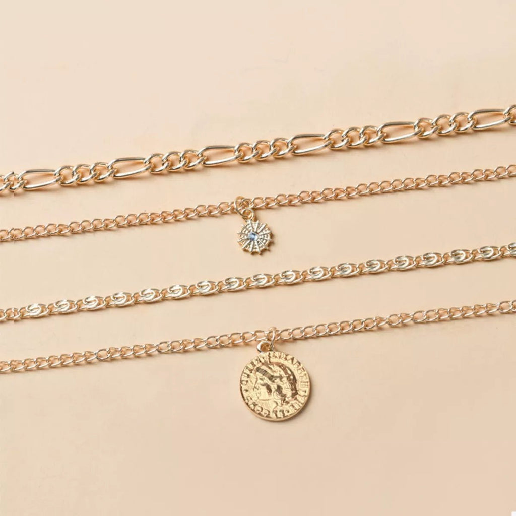 Four Layered Pendant Necklace - Aura Apparel