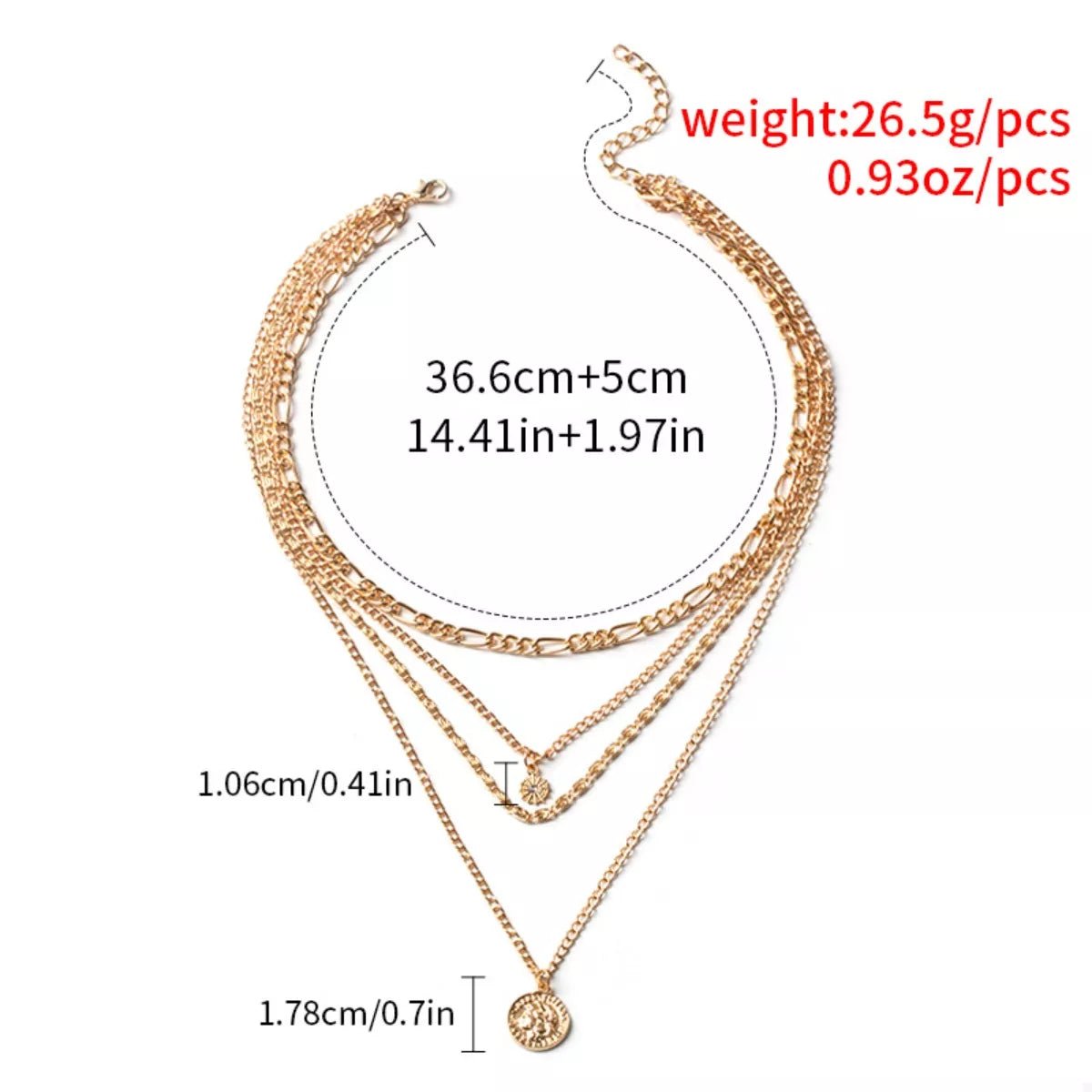 Four Layered Pendant Necklace - Aura Apparel