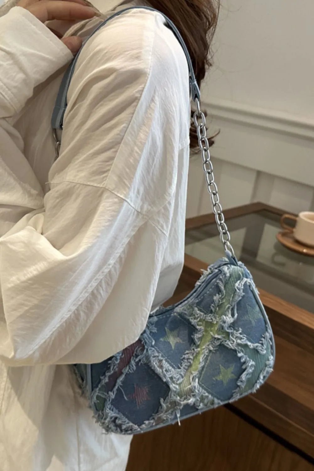 Fringe Star Print Shoulder Bag - Aura Apparel