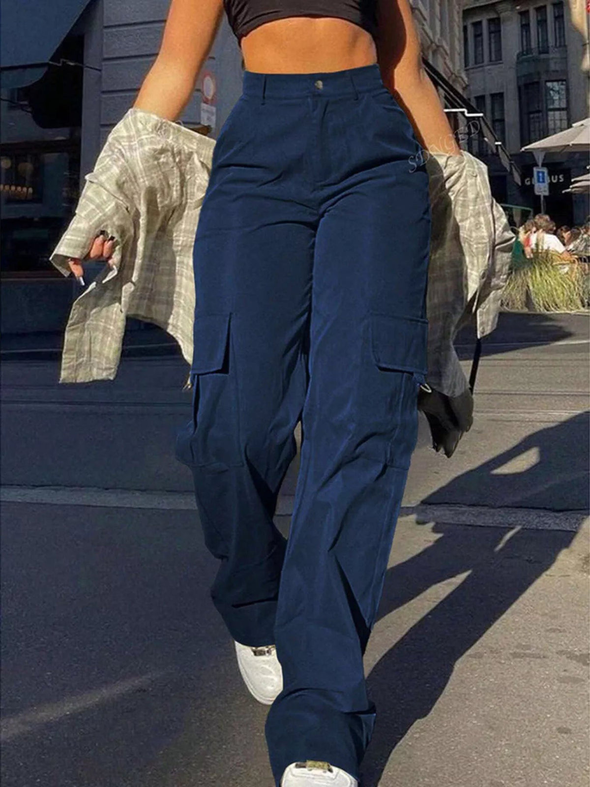 Full Size High-Waisted Cargo Pants Plus Size - Aura Apparel