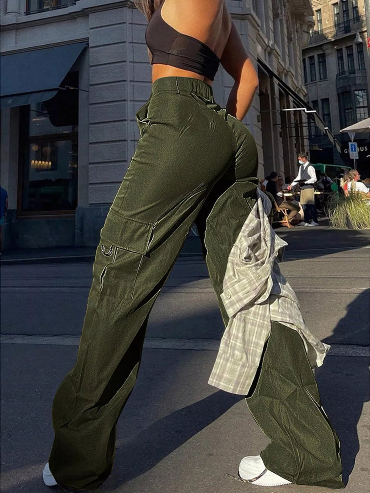 Full Size High-Waisted Cargo Pants Plus Size - Aura Apparel