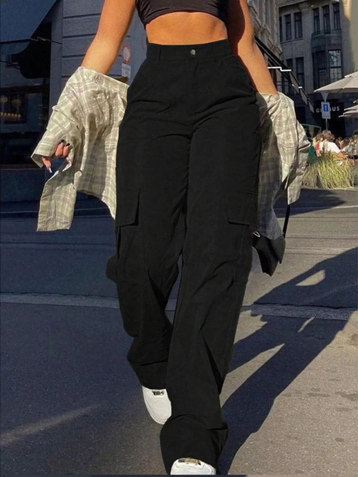Full Size High-Waisted Cargo Pants Plus Size - Aura Apparel