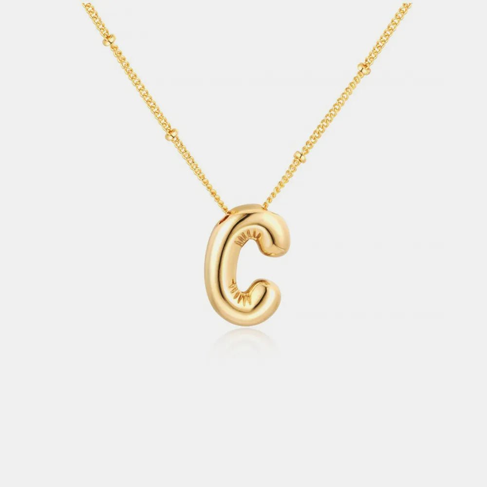 Gold-Plated Bubble Initial Necklace - Aura Apparel
