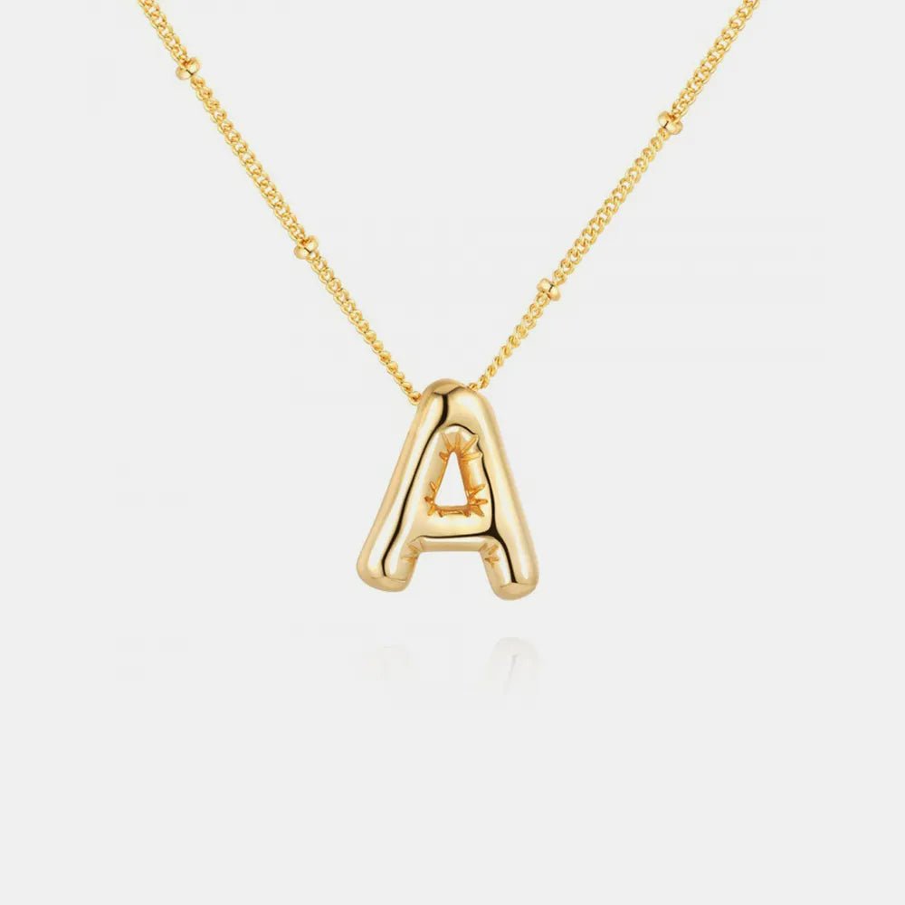Gold-Plated Bubble Initial Necklace - Aura Apparel