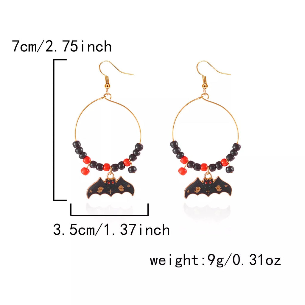 Halloween Bat Charm Hoop Earrings - Aura Apparel