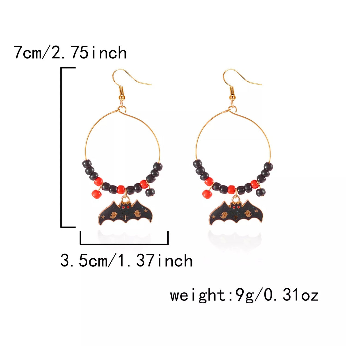 Halloween Bat Charm Hoop Earrings - Aura Apparel