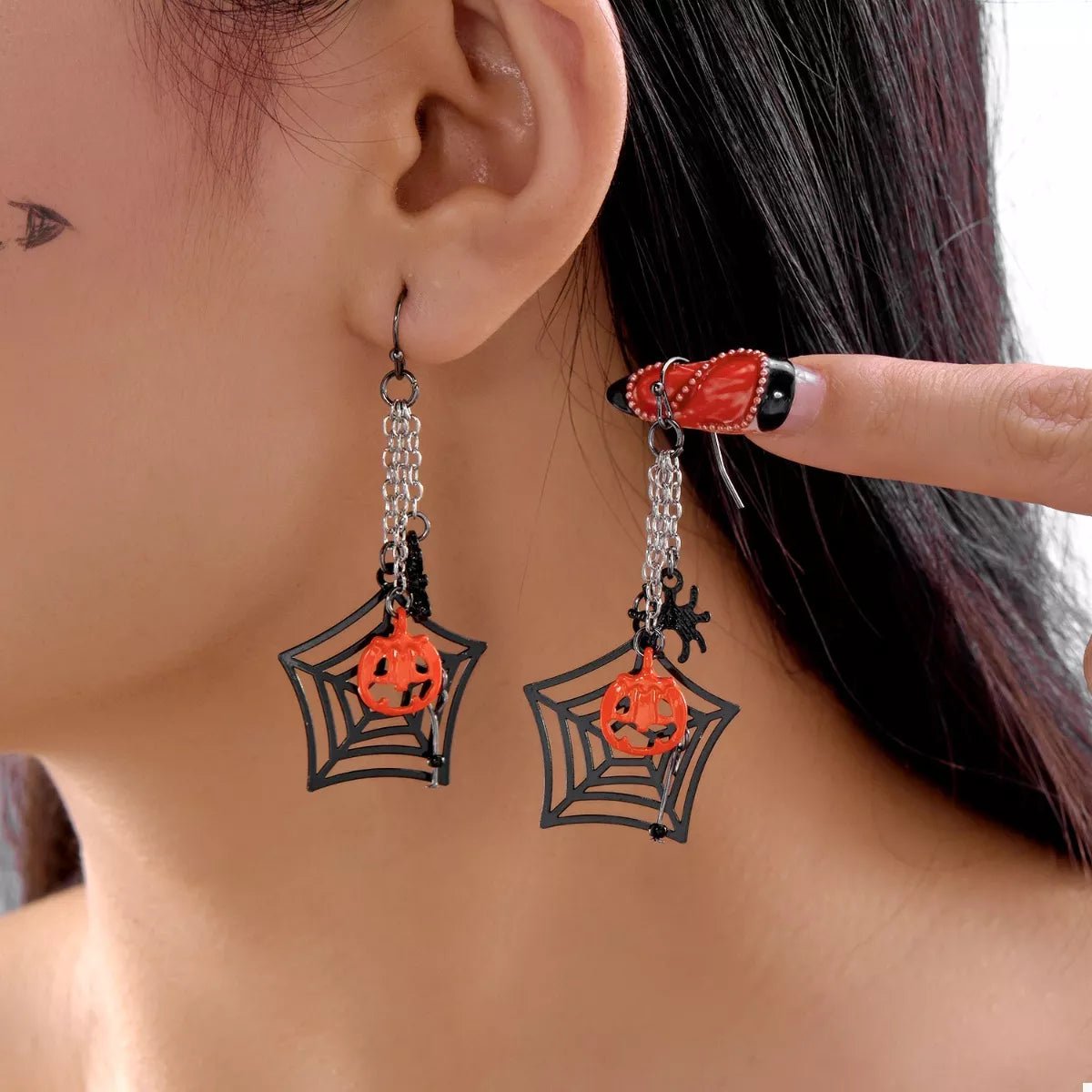 Halloween Spider Web Earrings - Aura Apparel