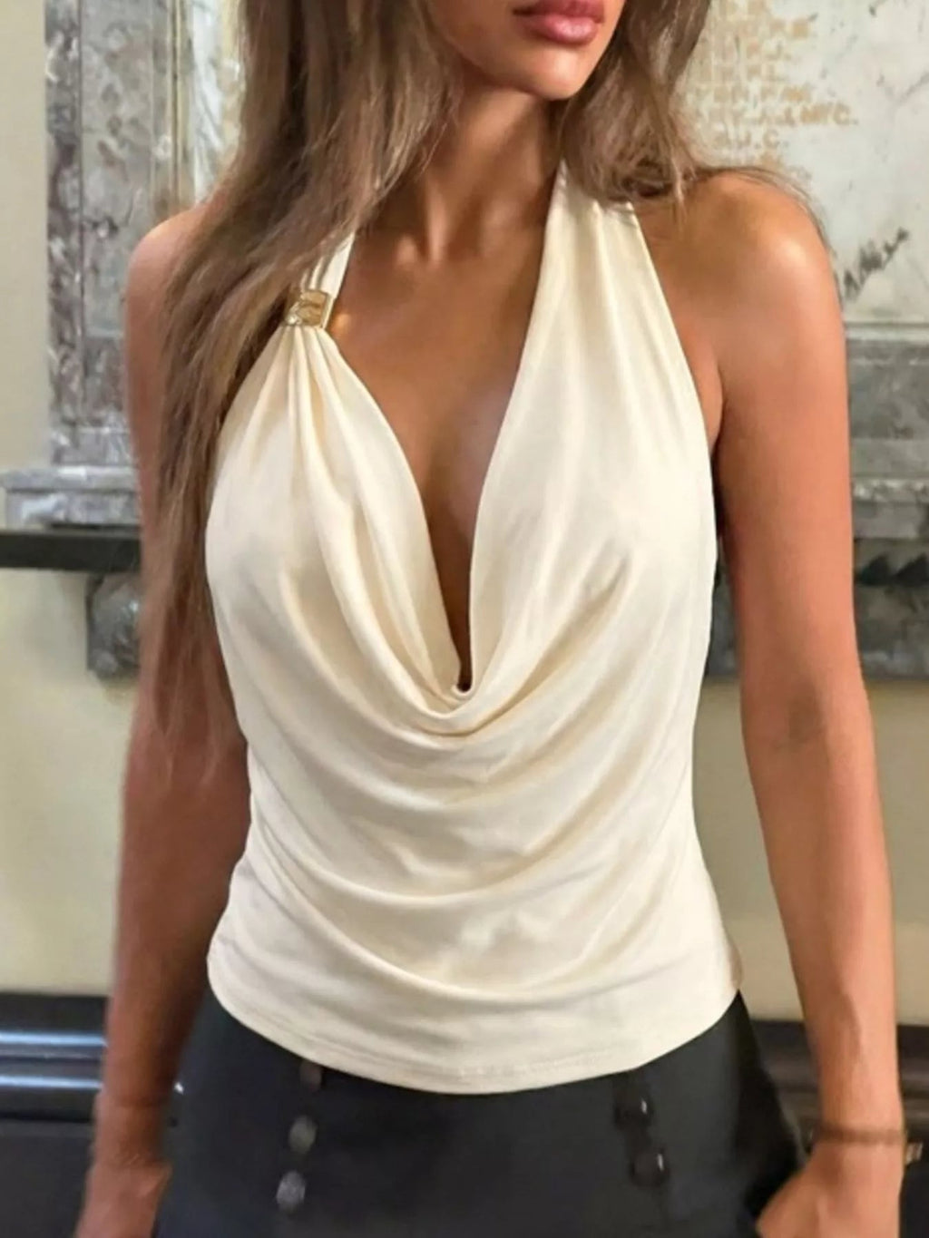 Halter Neck Ruched Tank - Aura Apparel