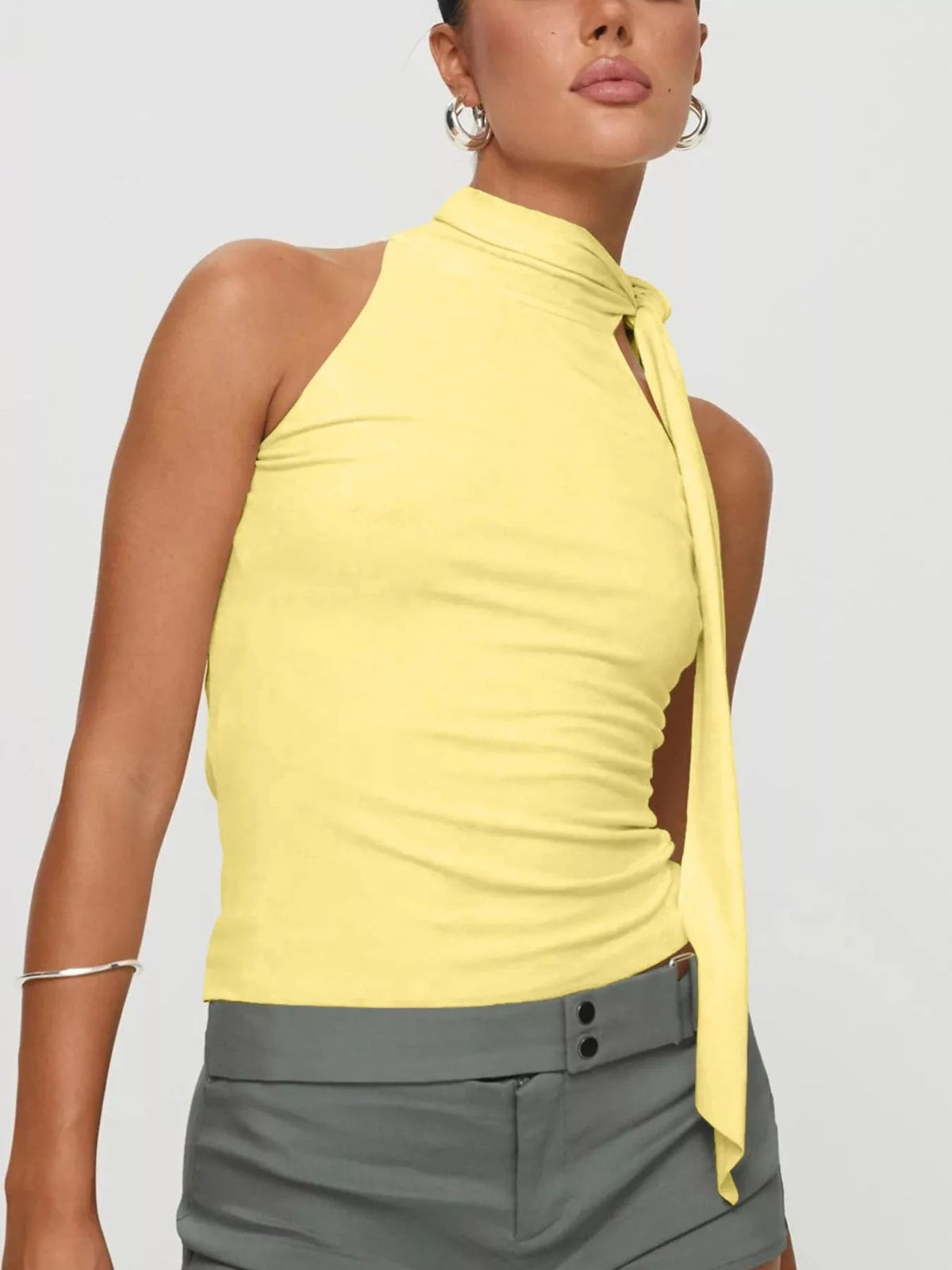 Halter Neck Ruched Top - Aura Apparel