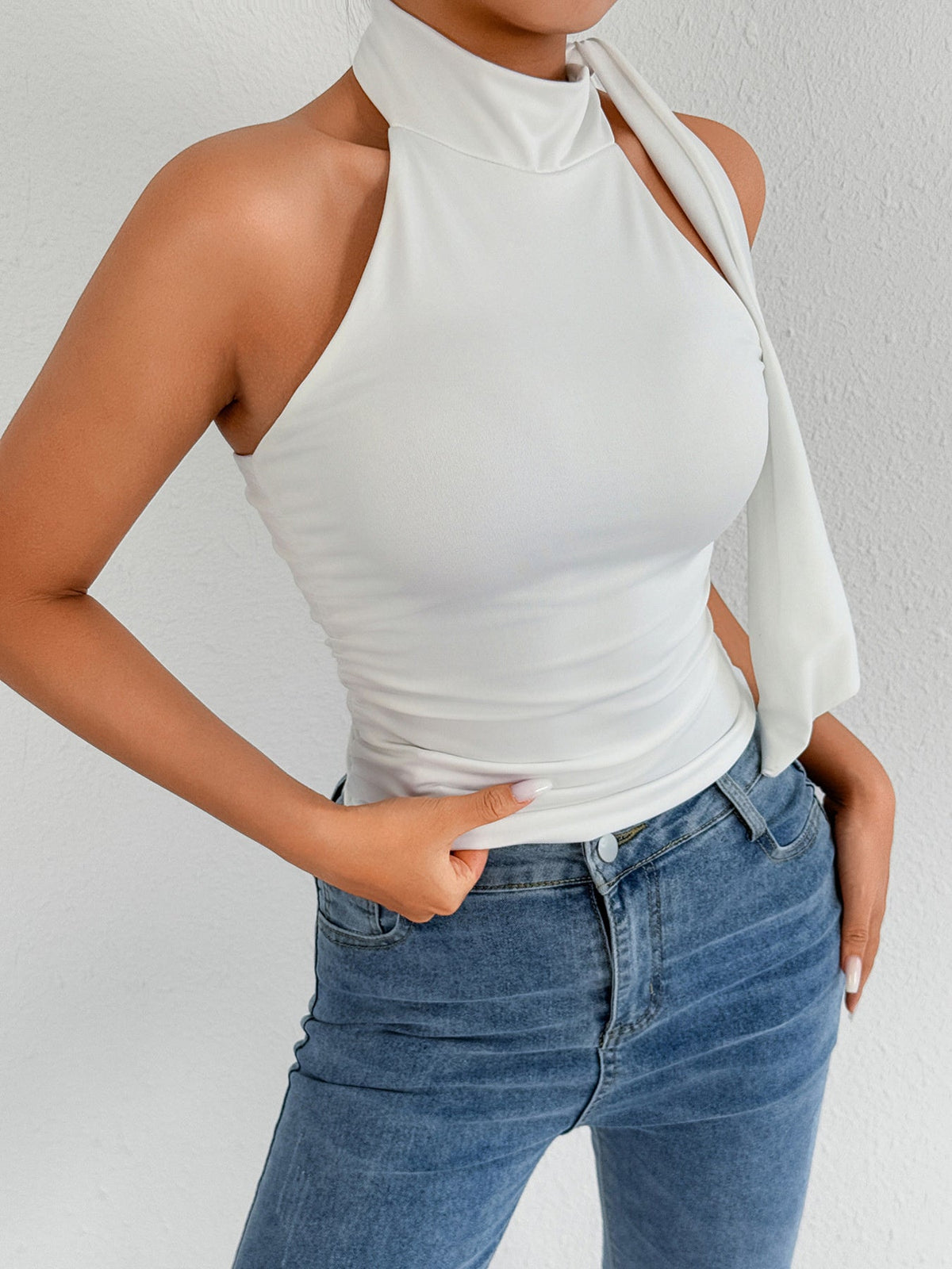 Halter Neck Ruched Top - Aura Apparel