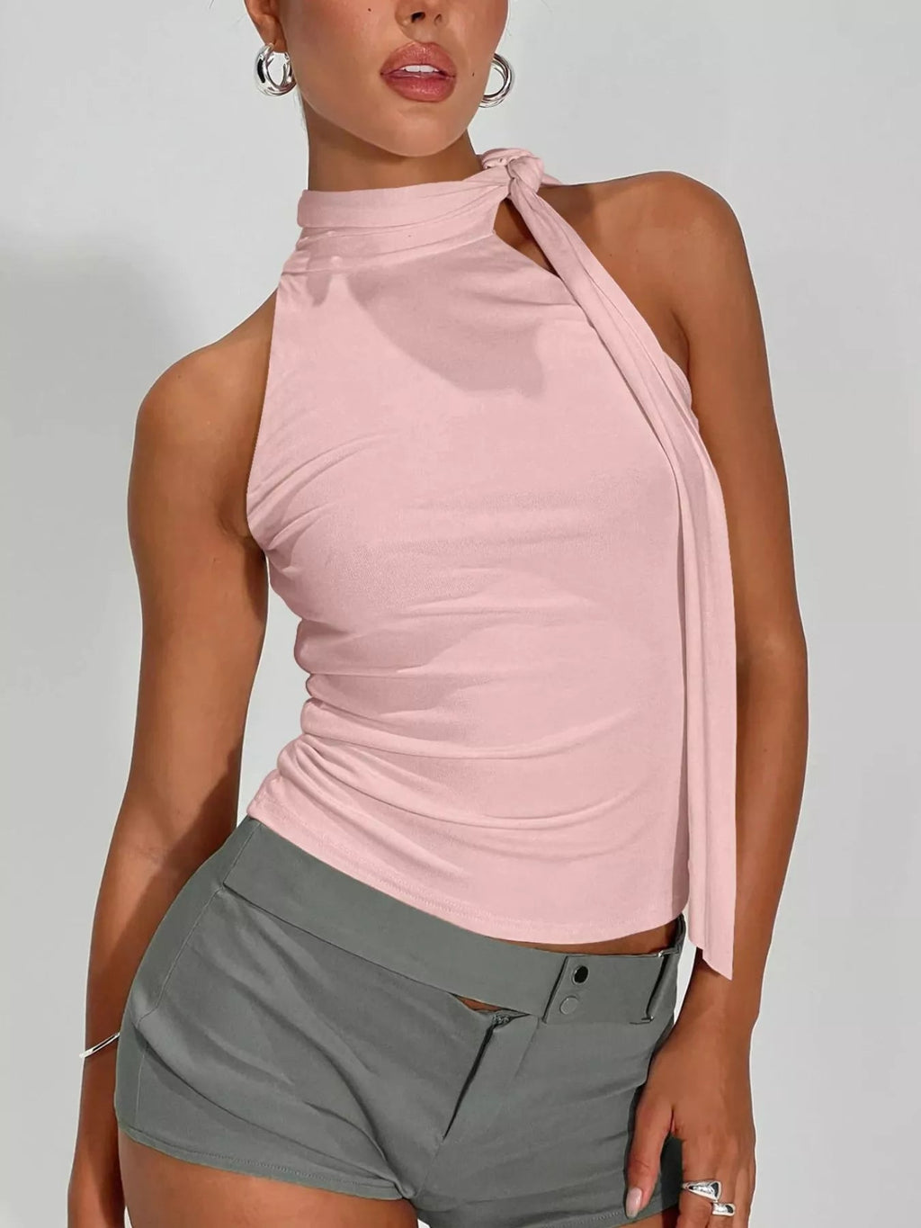 Halter Neck Ruched Top - Aura Apparel