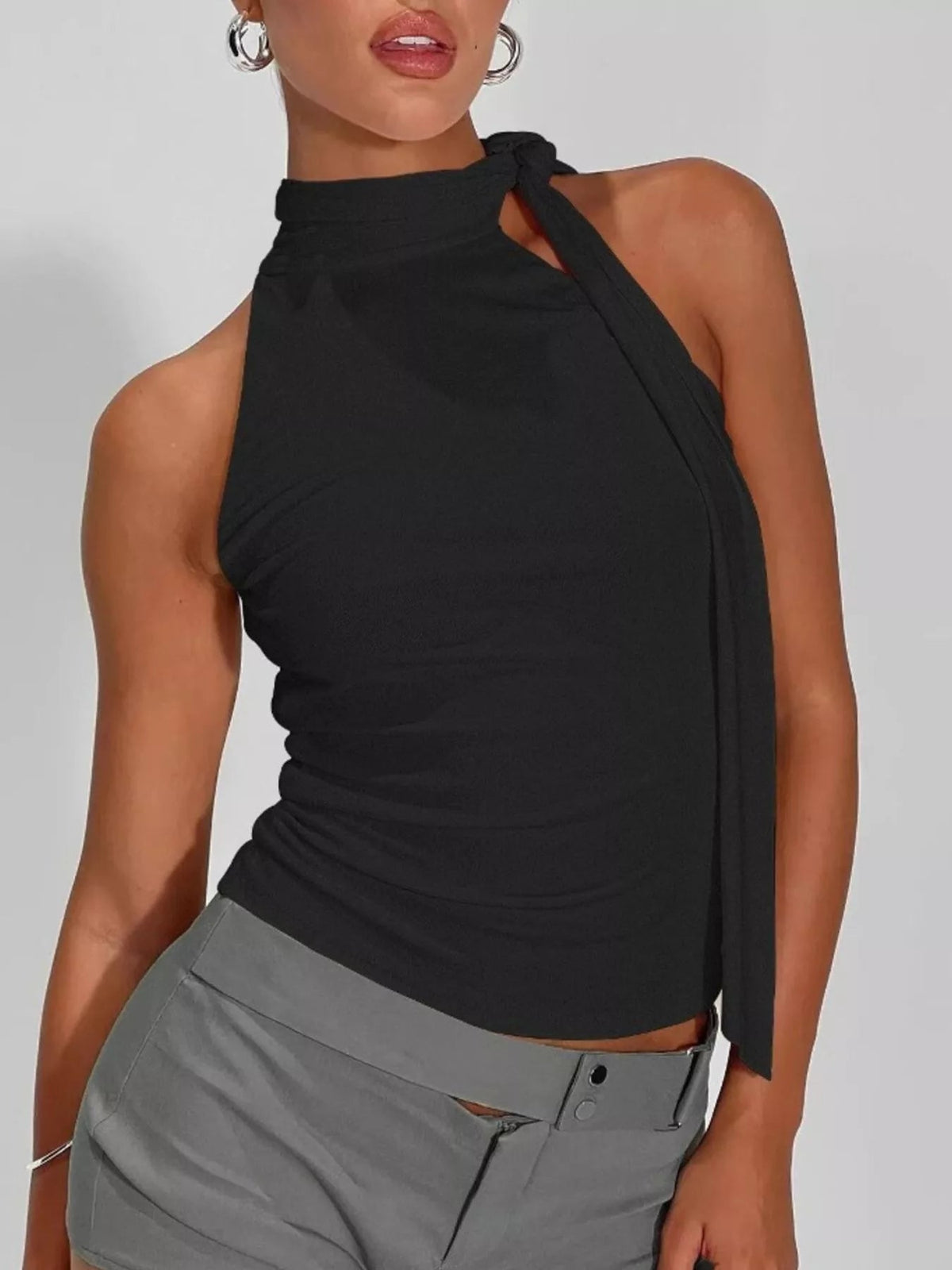 Halter Neck Ruched Top - Aura Apparel