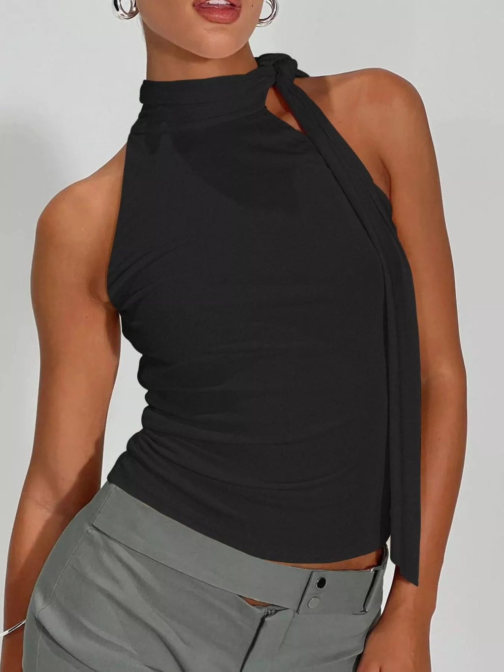 Halter Neck Ruched Top - Aura Apparel