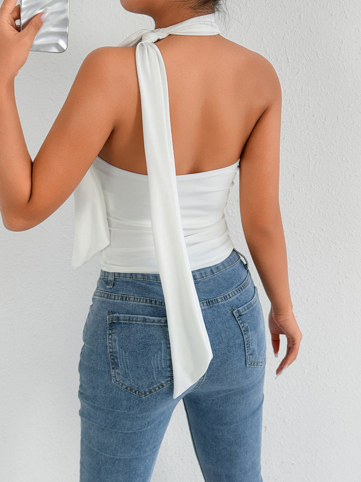 Halter Neck Ruched Top - Aura Apparel