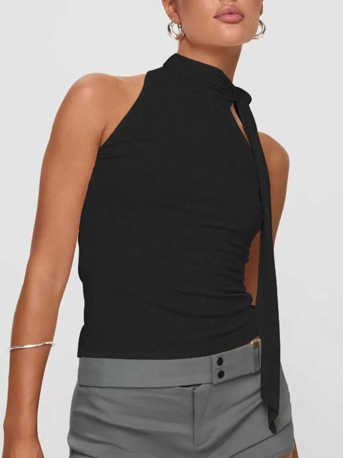 Halter Neck Ruched Top - Aura Apparel