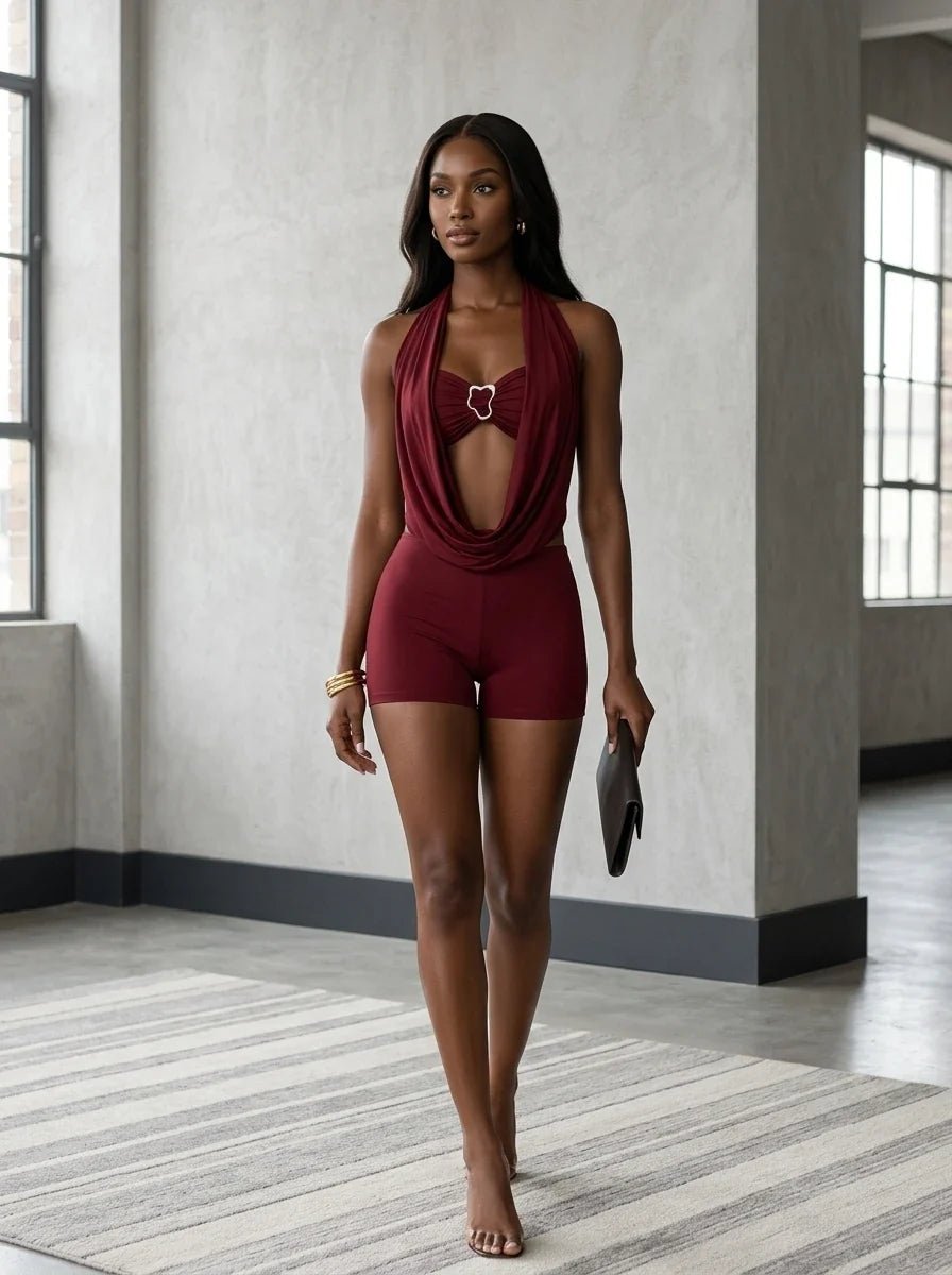 Halter Top and Shorts Set Mariah - Aura Apparel