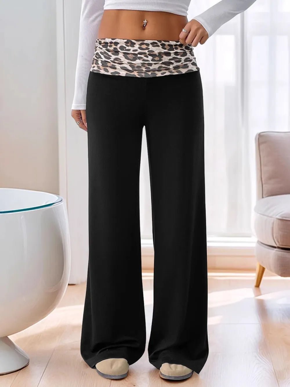High Waist Leopard Pants - Aura Apparel
