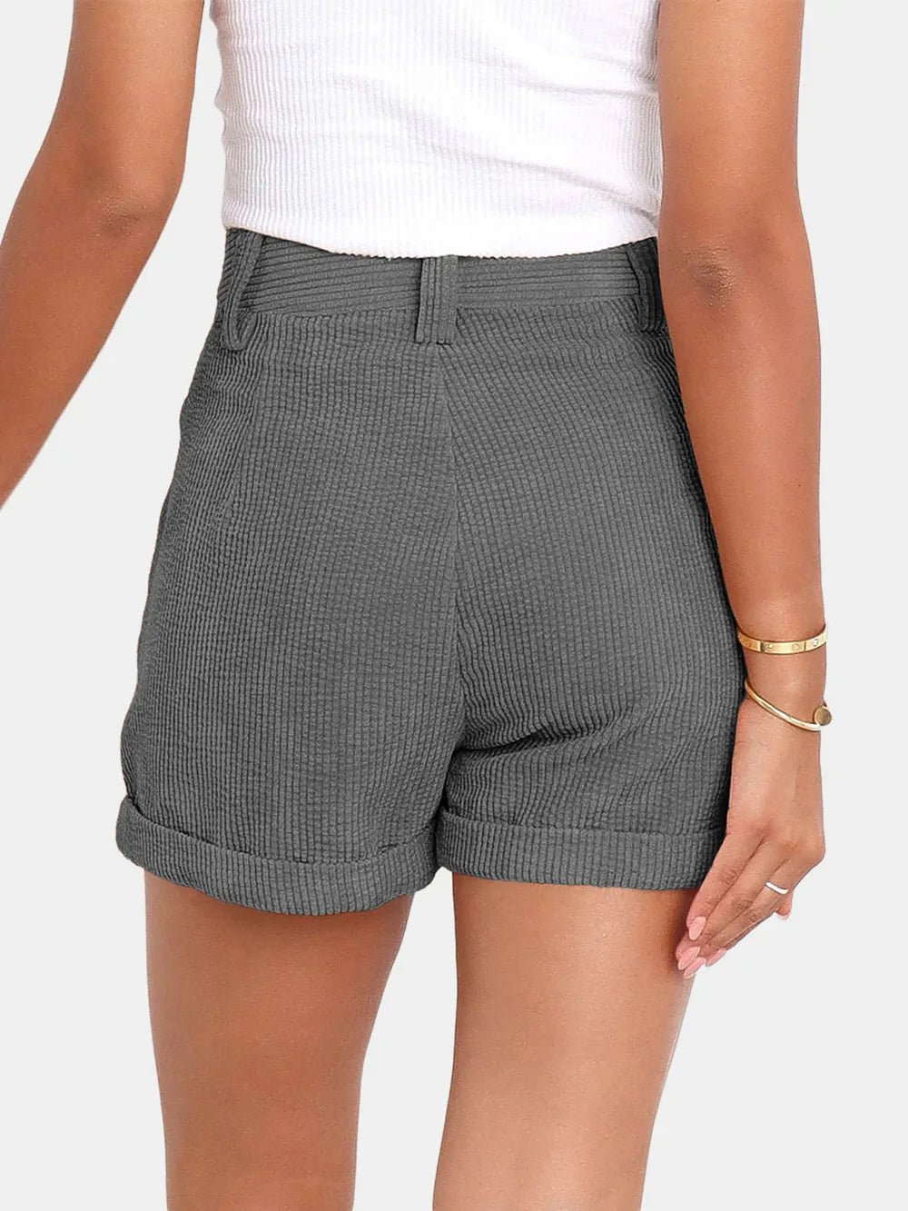 High Waist Shorts with Pockets - Aura Apparel