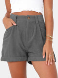 High Waist Shorts with Pockets - Aura Apparel