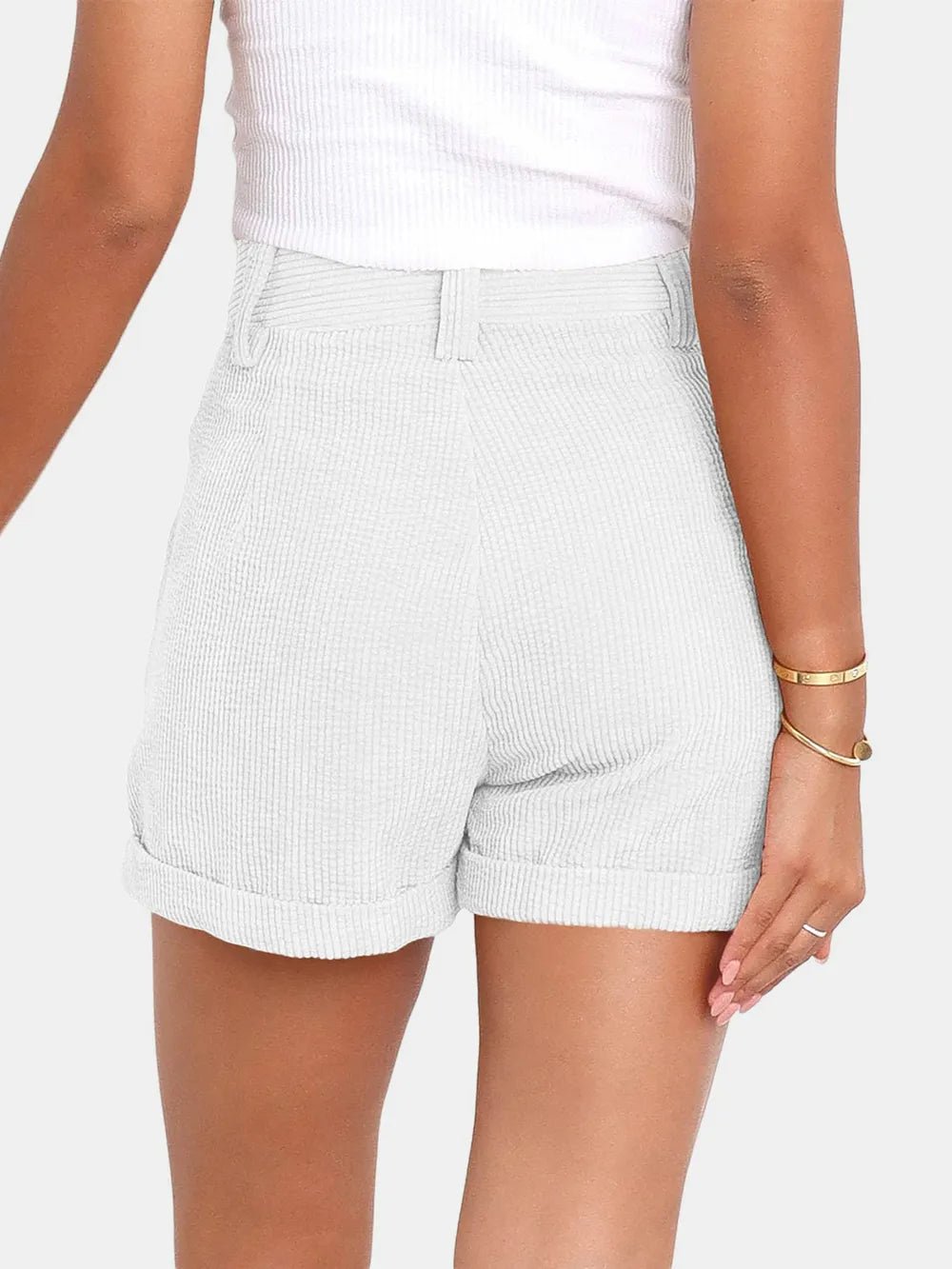 High Waist Shorts with Pockets - Aura Apparel
